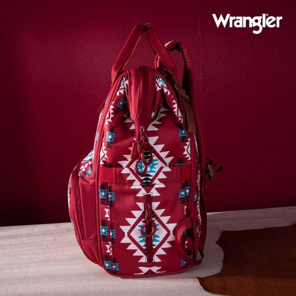 Wrangler Allover Wrangler Aztec Printed Callie Backpack - Burgundy - Picture 3 of 7